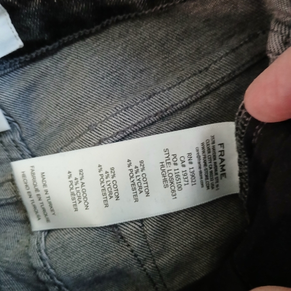 Frame Le One Skinny Crop Jeans In Hughes Black gray Mid Rise Whiskered Size 1 - Picture 9 of 10